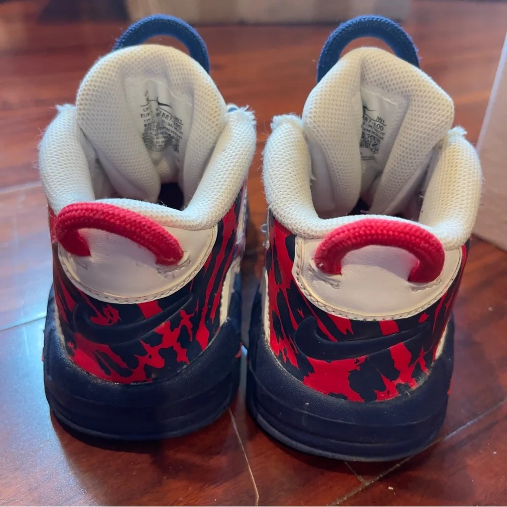 Nike Air More Uptempo Red Navy Camo Basketball Sneakers